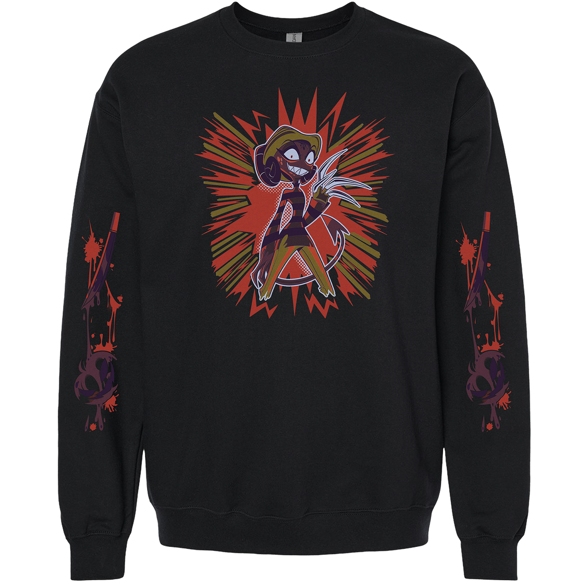 Crewneck Sweatshirt - Barbie Wire Halloween Slasher w/Printed Sleeves *LIMITED STOCK*