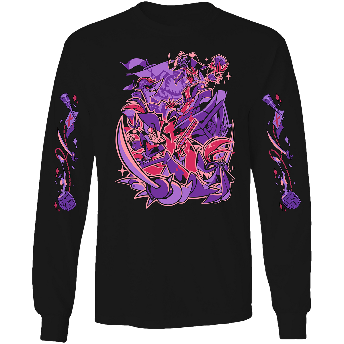 Long Sleeve Shirt - Crimson's Ship w/Printed Sleeves *LIMITED STOCK*