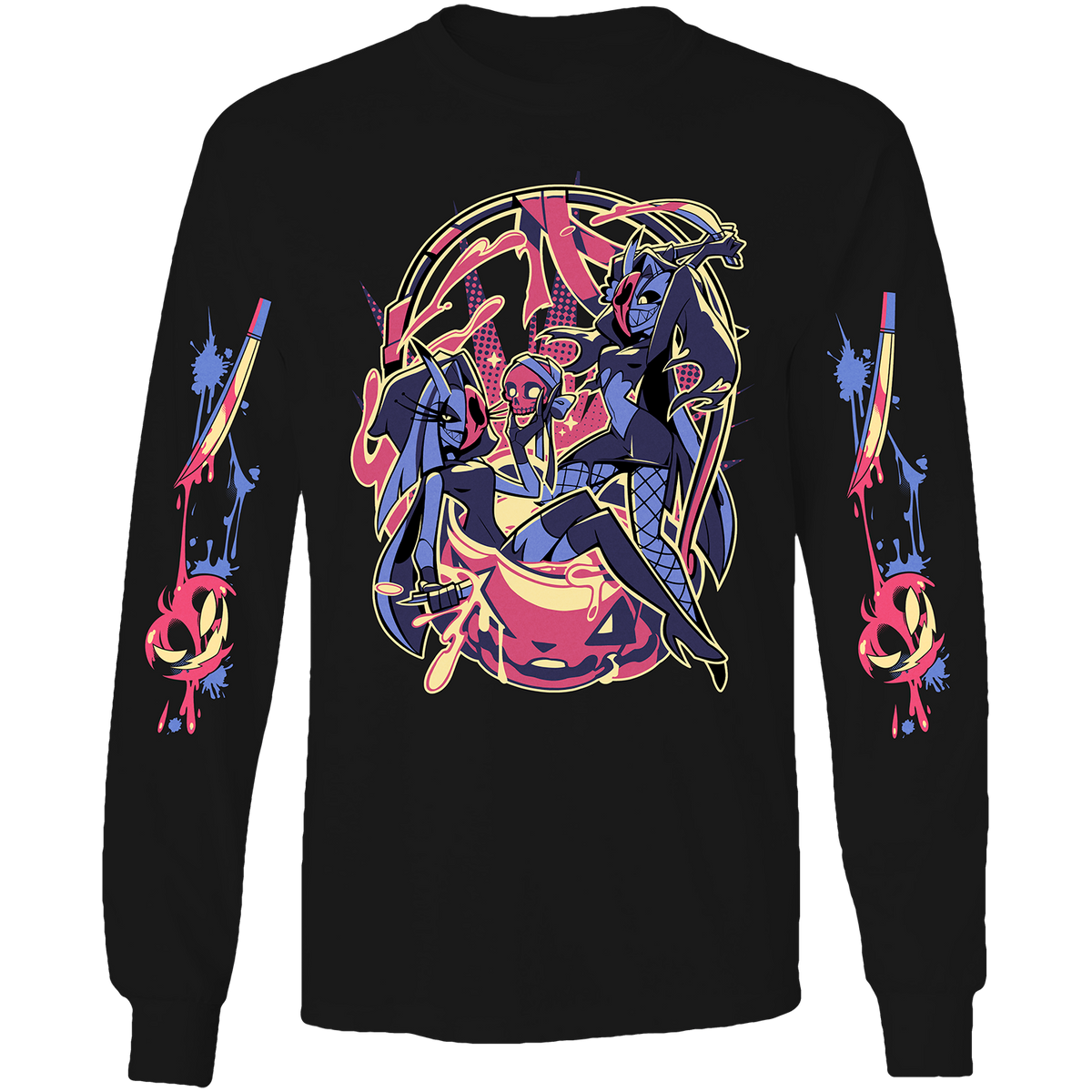 Long Sleeve Shirt - Glitz & Glam Halloween Slasher w/Printed Sleeves *LIMITED STOCK*
