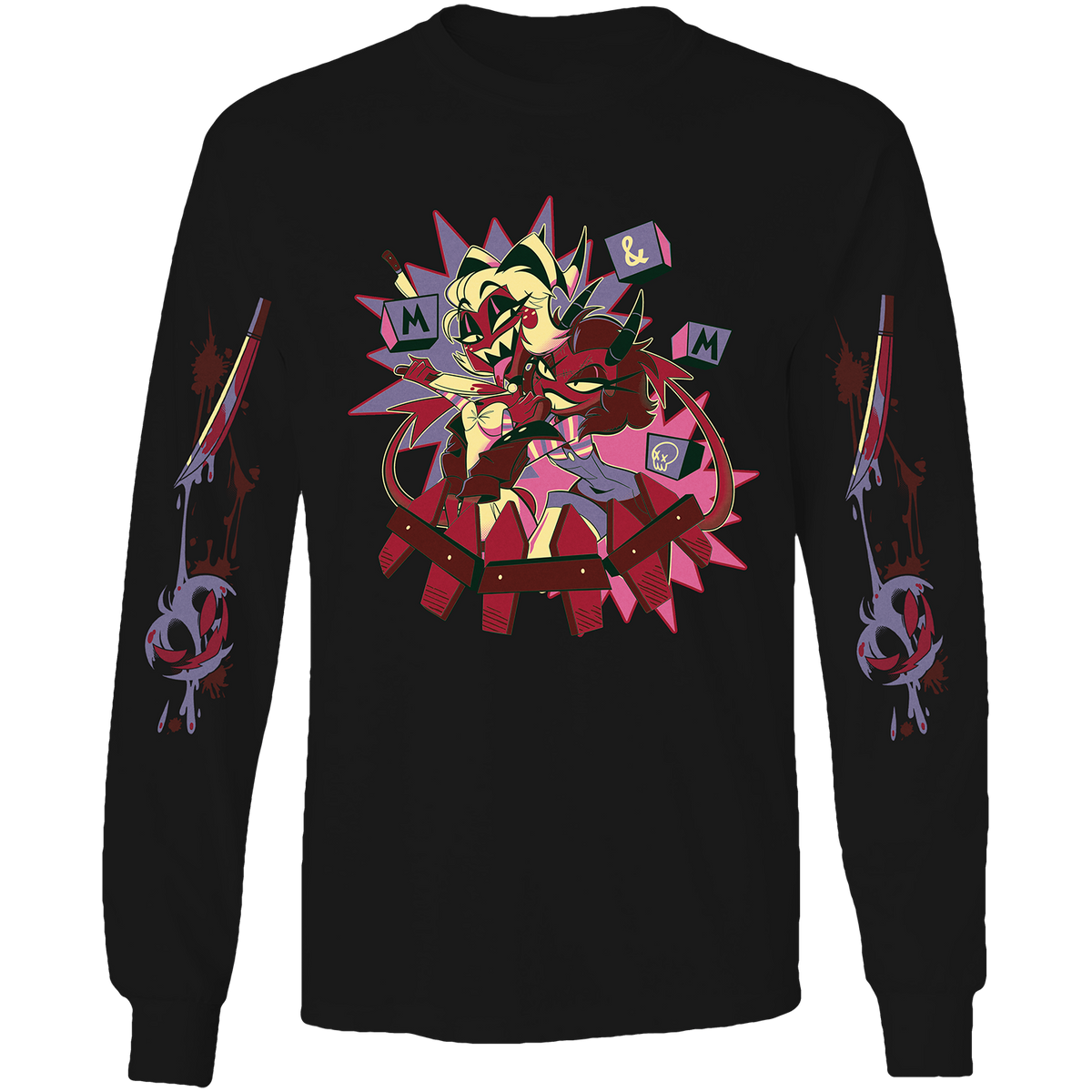 Long Sleeve Shirt - Moxxie & Millie Halloween Slasher w/Printed Sleeves *LIMITED STOCK*