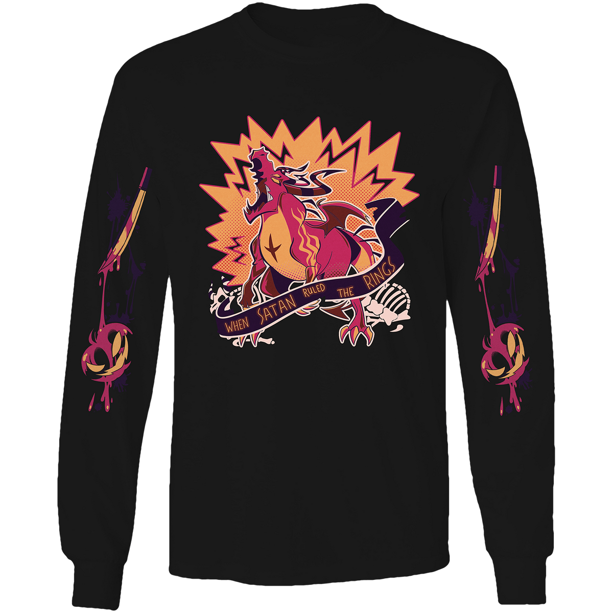 Long Sleeve Shirt - Satan Halloween Slasher w/Printed Sleeves *LIMITED STOCK*
