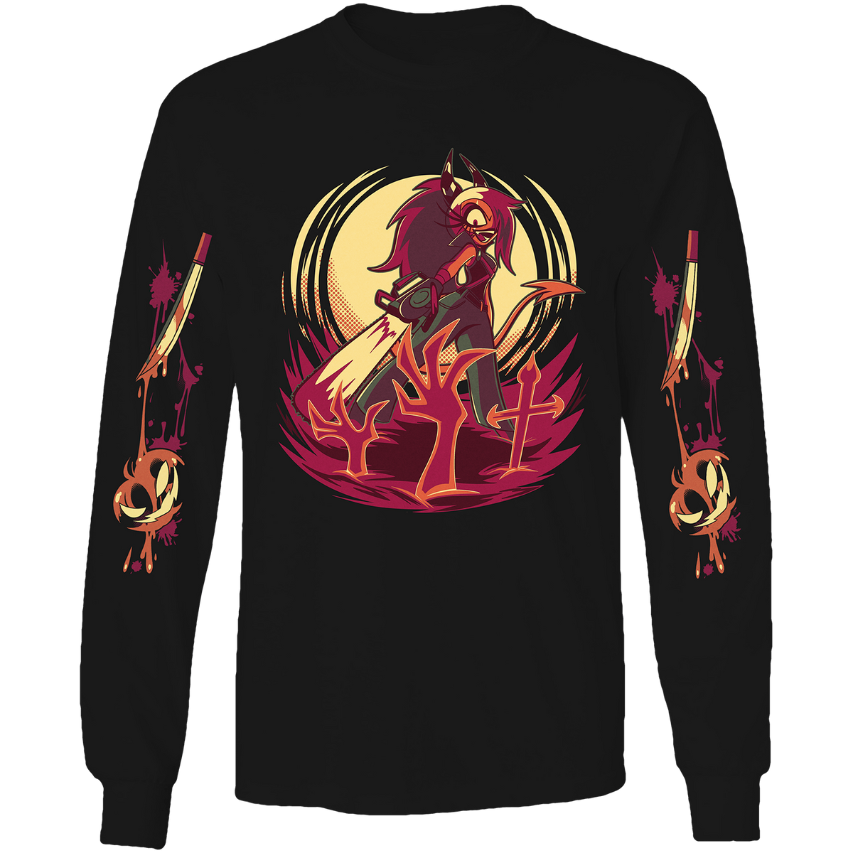 Long Sleeve Shirt - Sallie May Halloween Slasher w/Printed Sleeves *LIMITED STOCK*