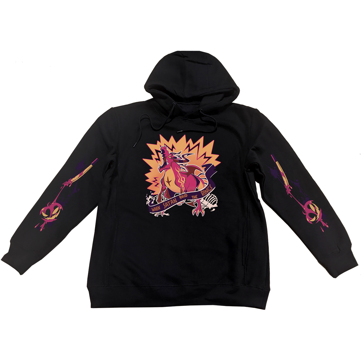 Pullover Hoodie - Satan Halloween Slasher w/Printed Sleeves *LIMITED STOCK*