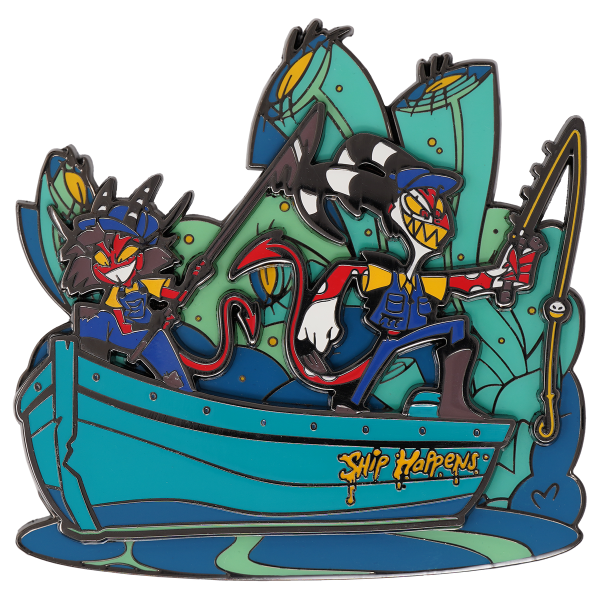 Millie and Blitz in a Boat - JUMBO Pin