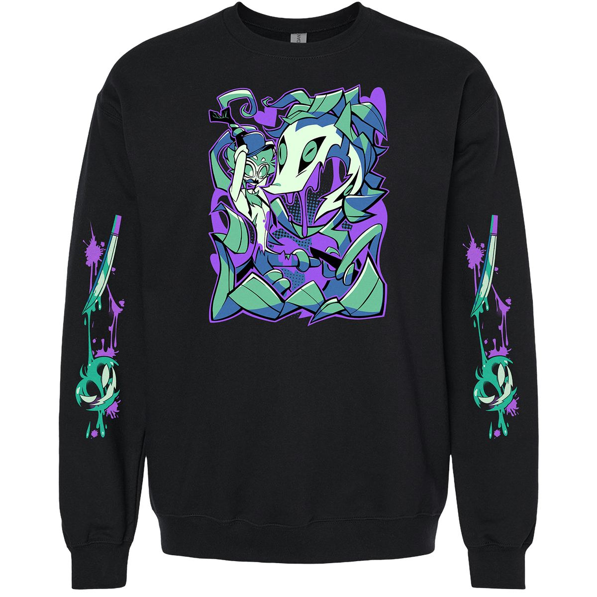 Crewneck Sweatshirt - Stolas Halloween Slasher w/Printed Sleeves *LIMITED STOCK*