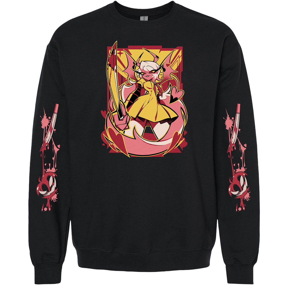 Crewneck Sweatshirt - Verosika Halloween Slasher w/Printed Sleeves *LIMITED STOCK*